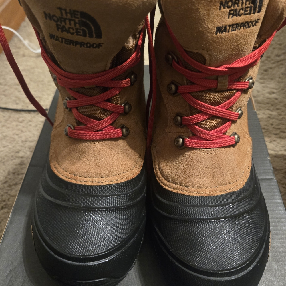 The North Face Youth Waterproof Boots with Red Laces